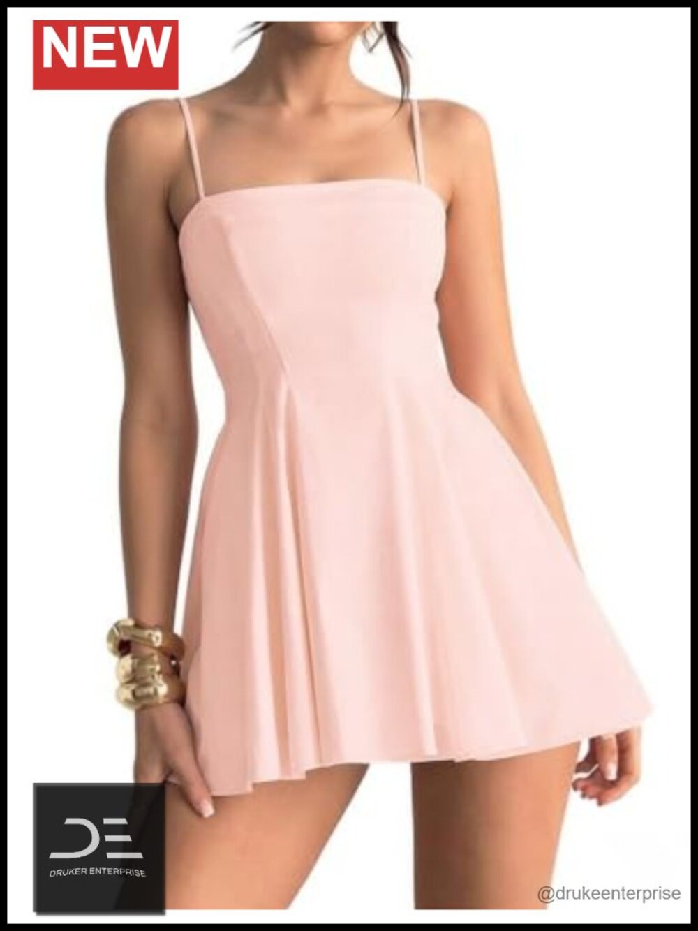 Spaghetti Strap Mini Dress Fit and Flare A-Line Ruffle Wedding Guest